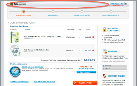 AVG - Checkout sem header